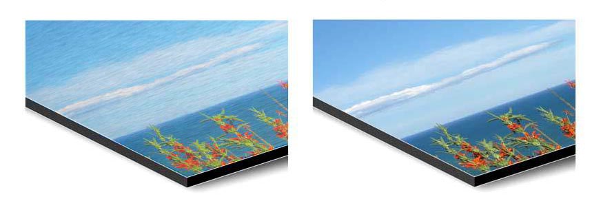 Alu-Dibond Oberflächenvergleich Direktdruck Fineart